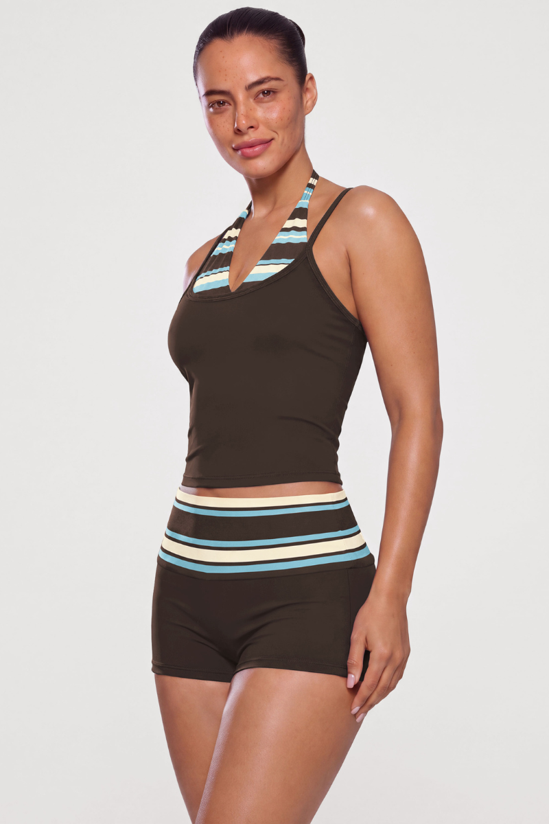 Conjunto Sadie de top halter retro y shorts