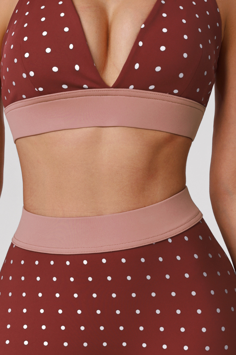 Women's Athletic Polka Dot Sets:V-neck  Bra And Leggings