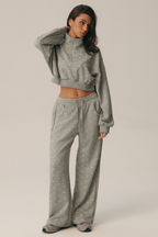 Suki Polka Dot Half-Zip Sweatshirt & Wide-Leg Pants Set