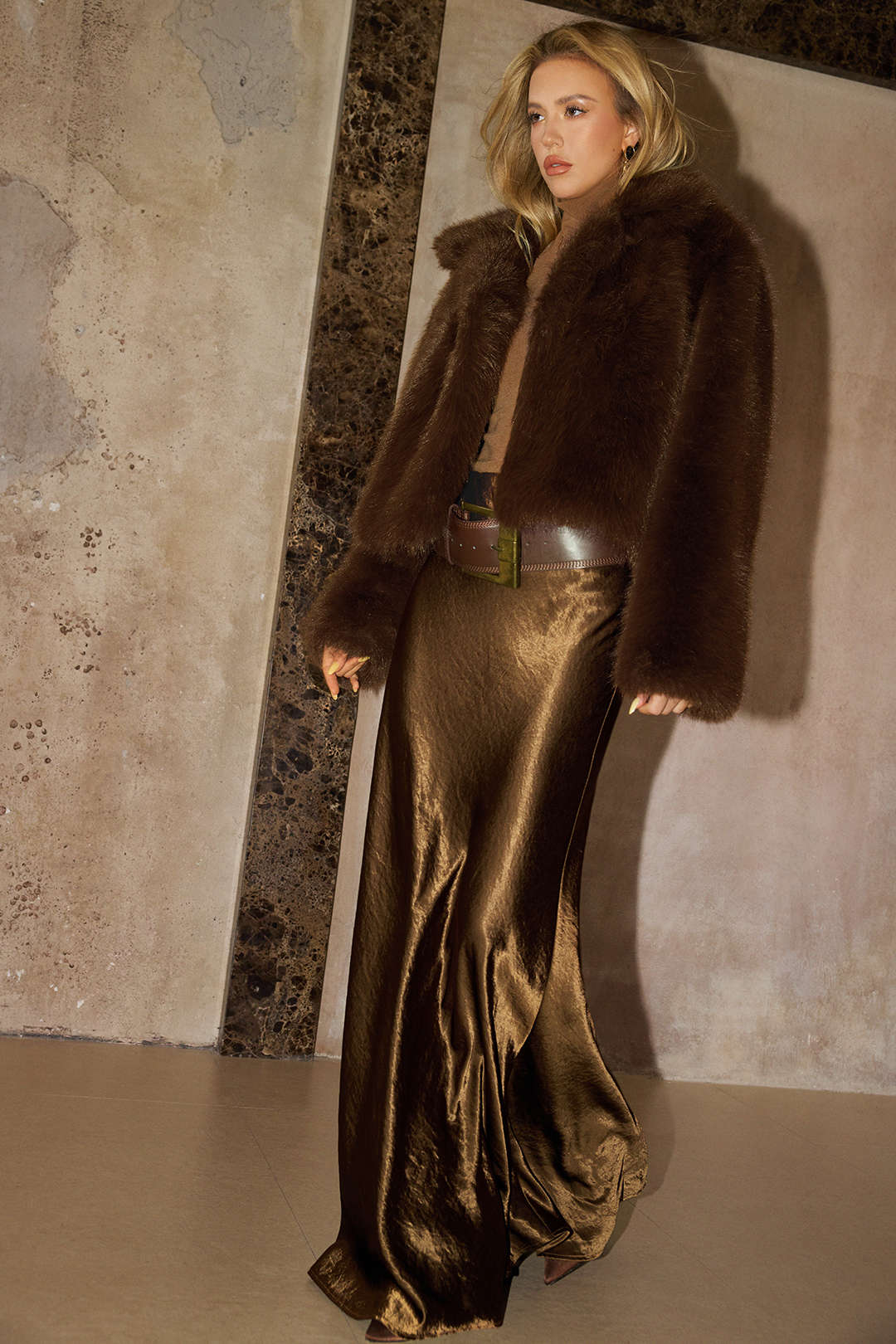 Suni Kürk Kısa Ceket 