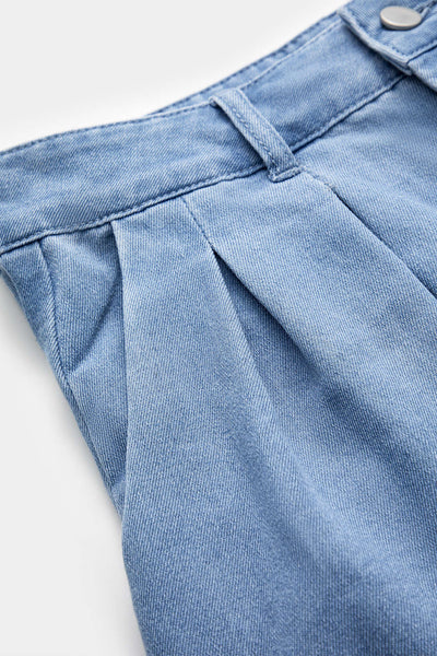 Denim High Waist Straight Leg Kot pantolon