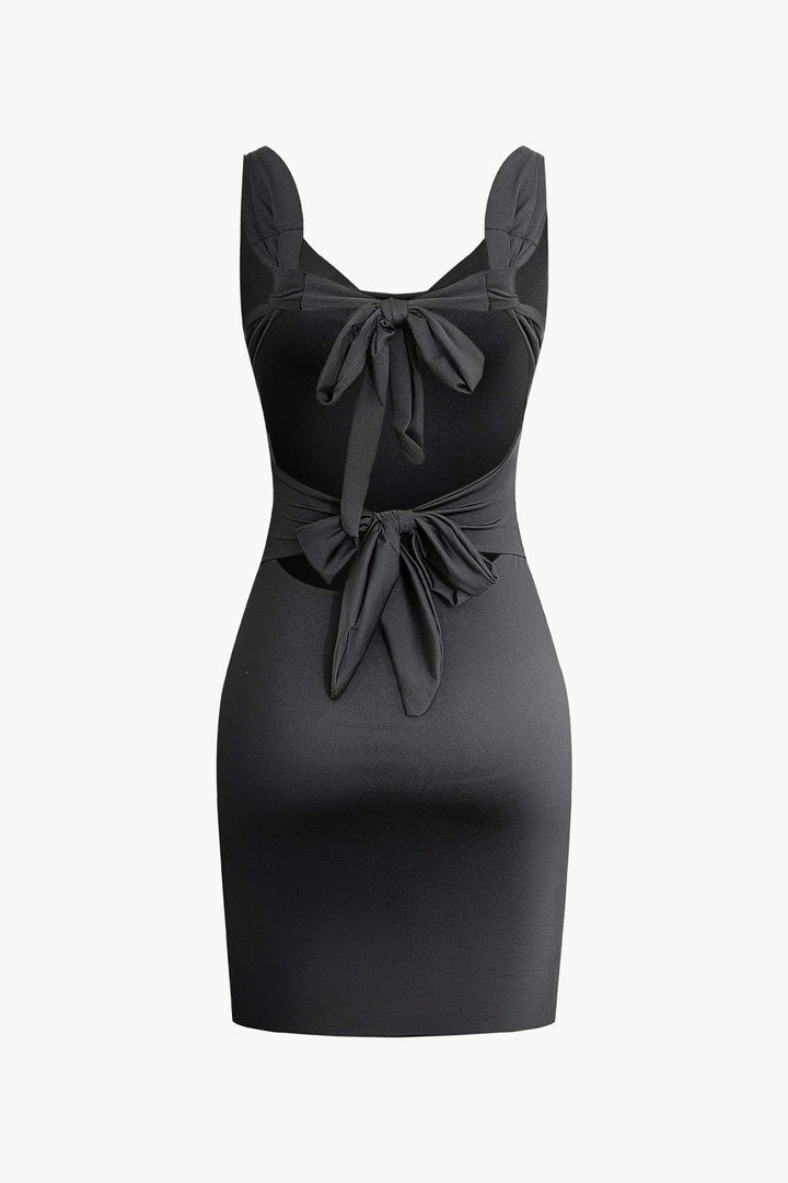 Solid Knot Backless Dress