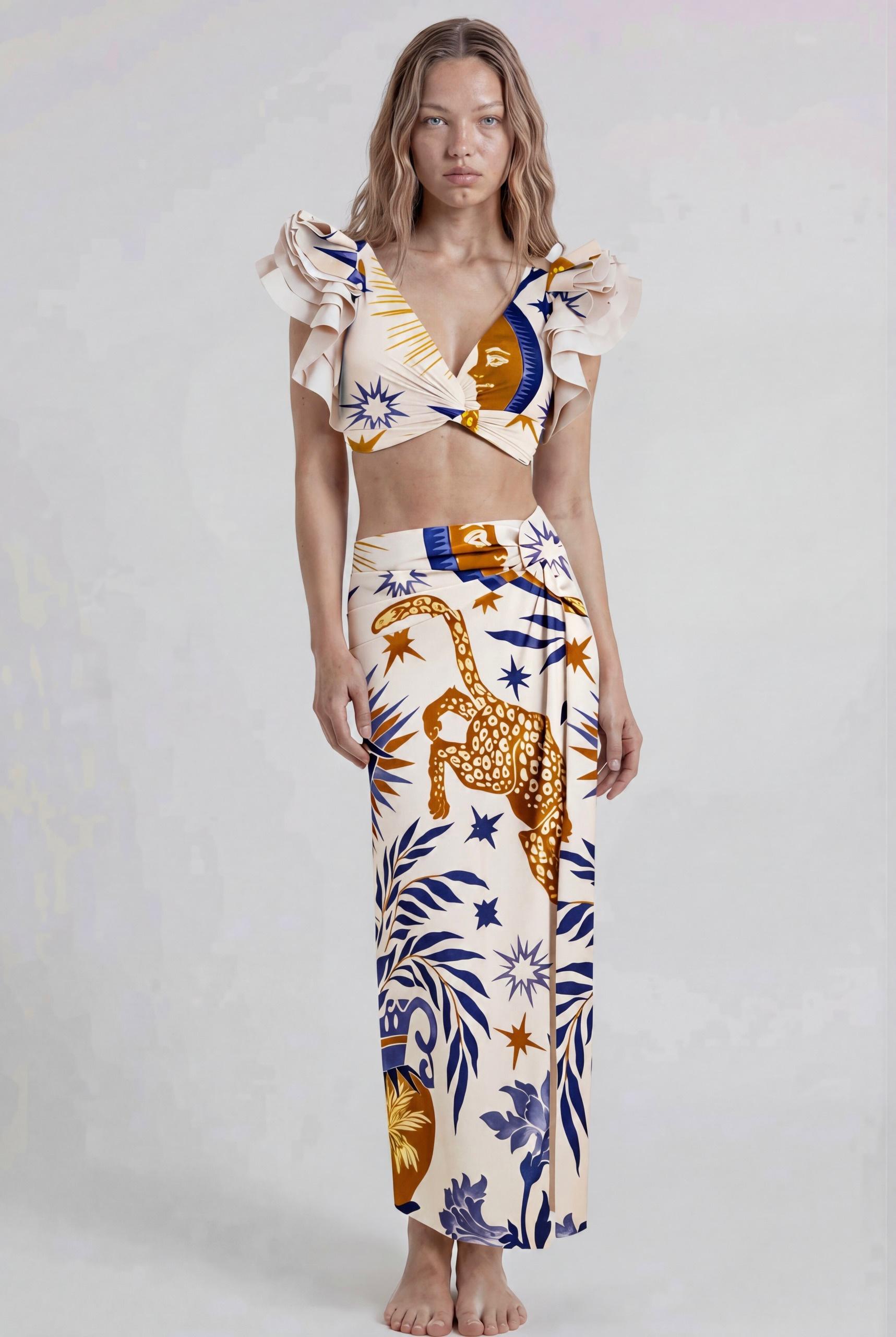 White Tropical Bikini & Sarong