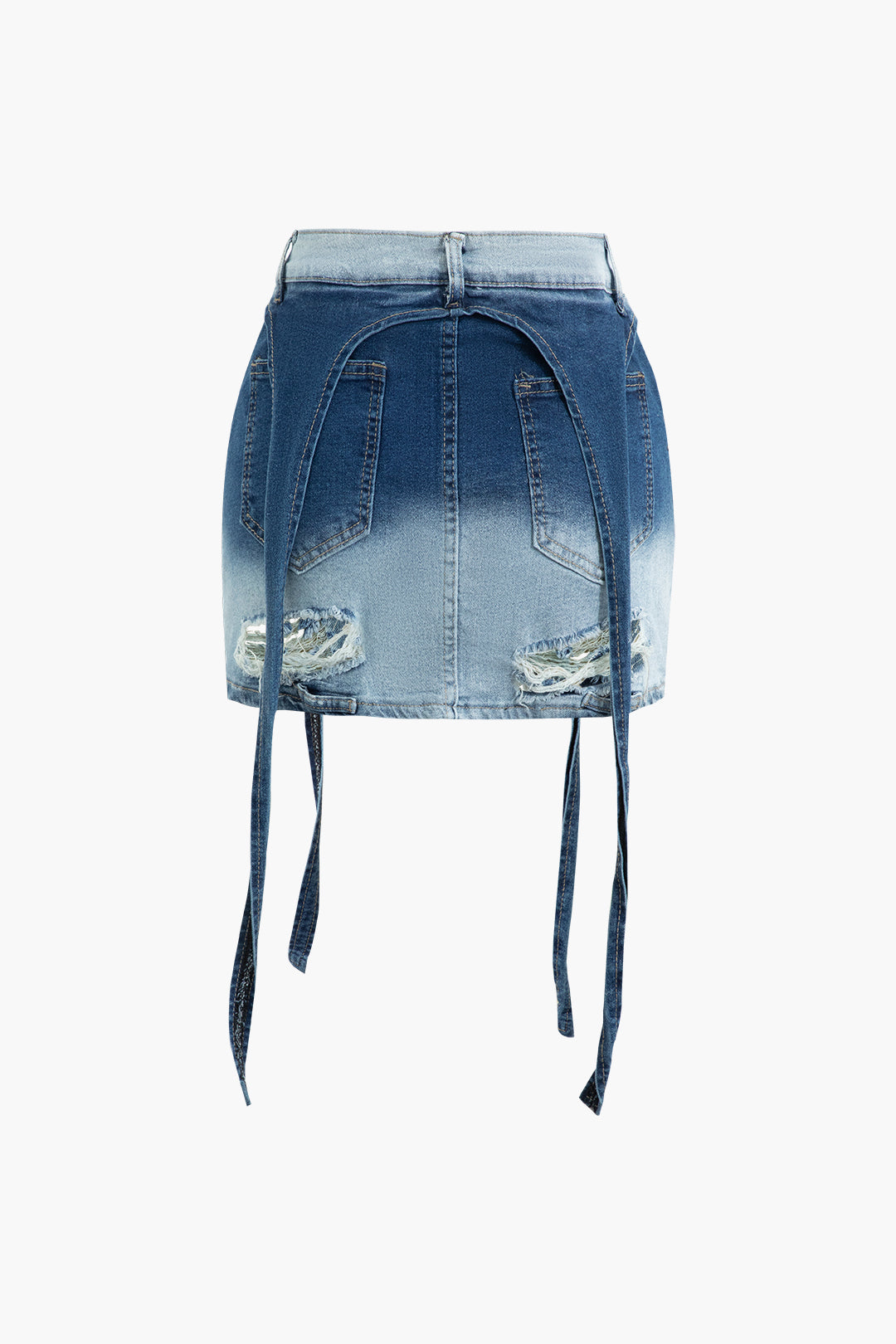 Distressed Ombre Denim Etek