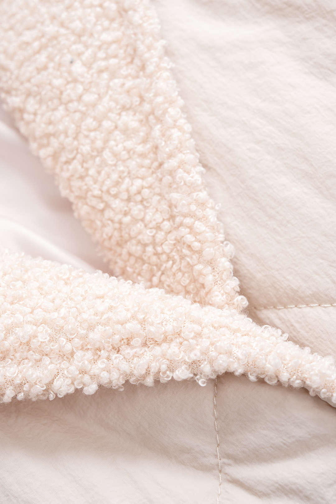 Cream Quilted Belted Jacket