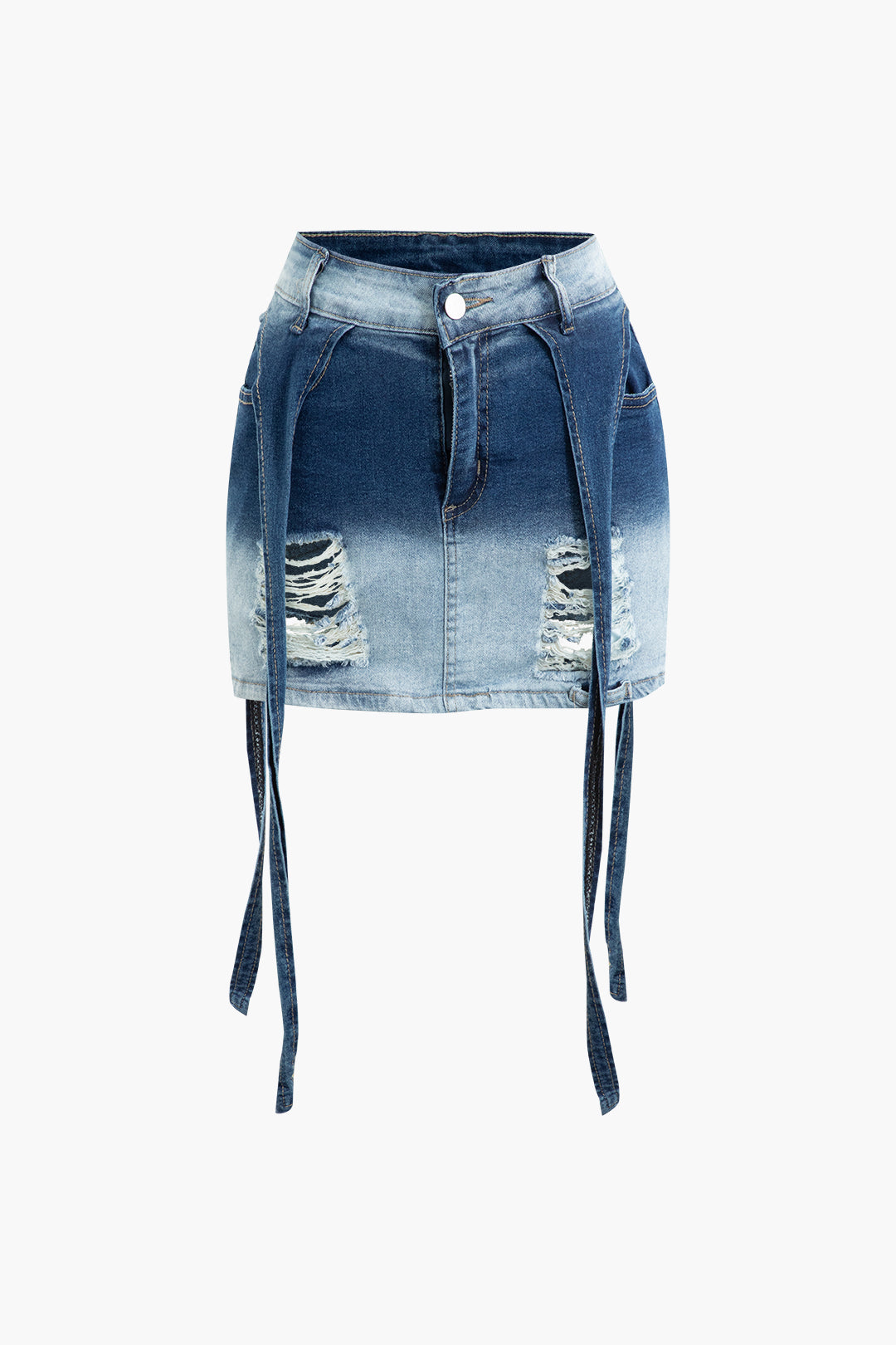 Distressed Ombre Denim Etek