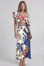 Blue Floral Bikini & Sarong