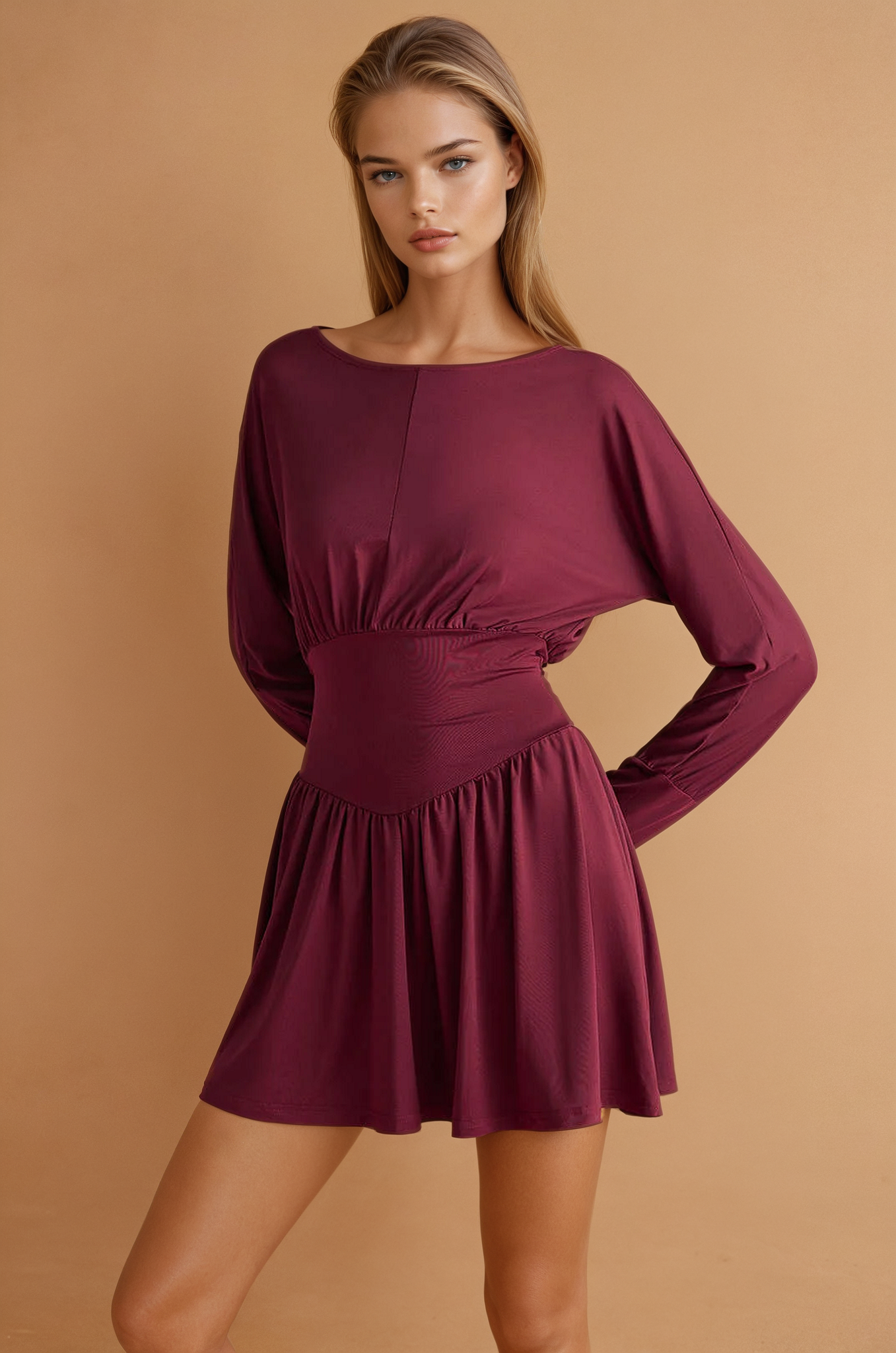 Long Sleeve Retro Mini Dress