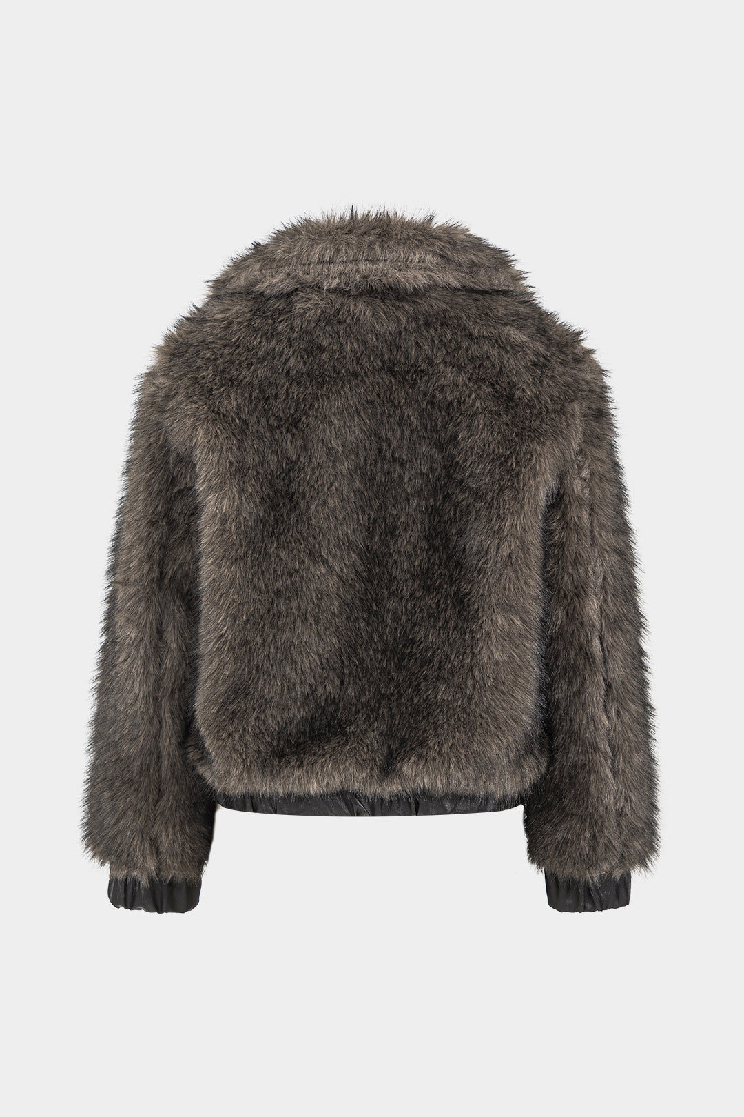 Faux Fur Patchwork Zipper Uzun Kollu Ceket