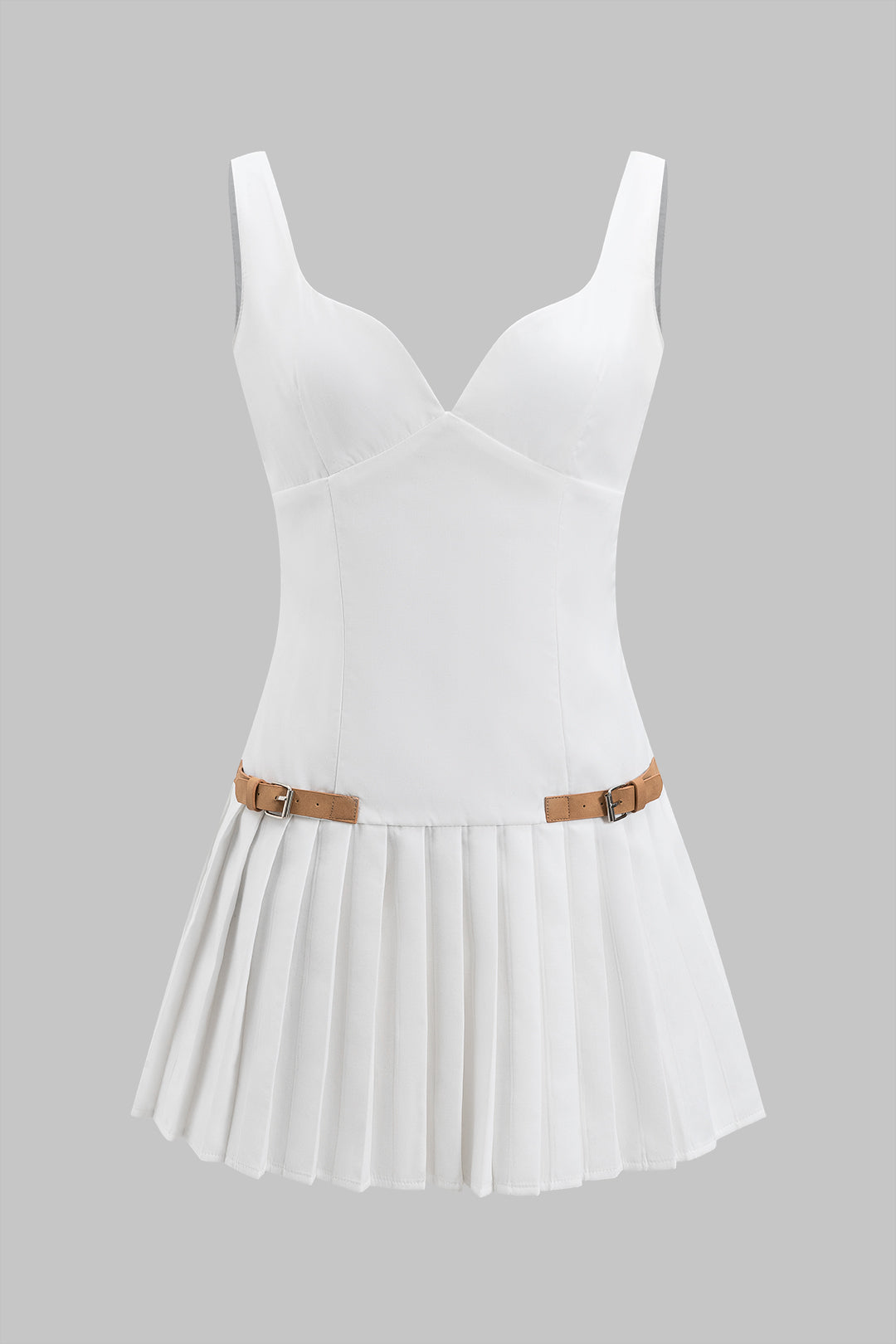 Slip Belted Sleeveless Mini Elbise
