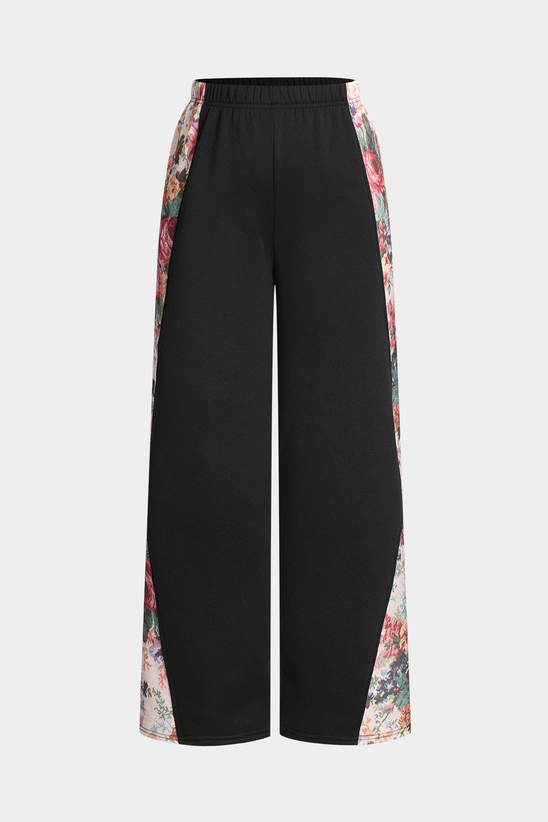 Floral Leaves Pattern Patchwork Trousers