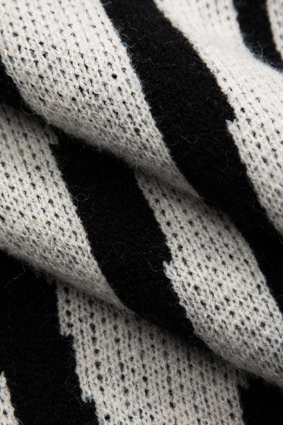 Sweater Stripe Boat Neck Uzun Kollu Üst