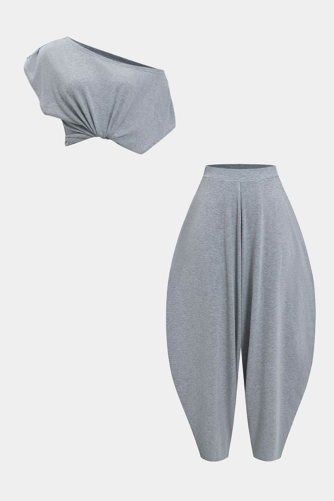 Avant-Garde Flow Asymmetric Crop &amp; Harem Trouser Set