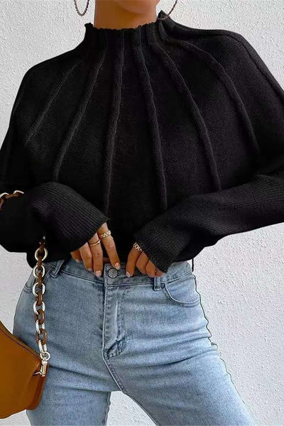 Mock Neck Textured Sweater