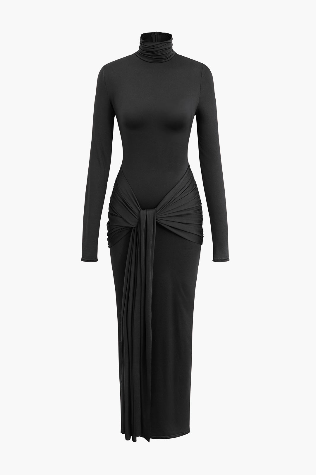 Wrap Ruched Sleeve Maxi Dress