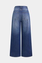 Yıpranmış Geniş Paçalı Kot Pantolon