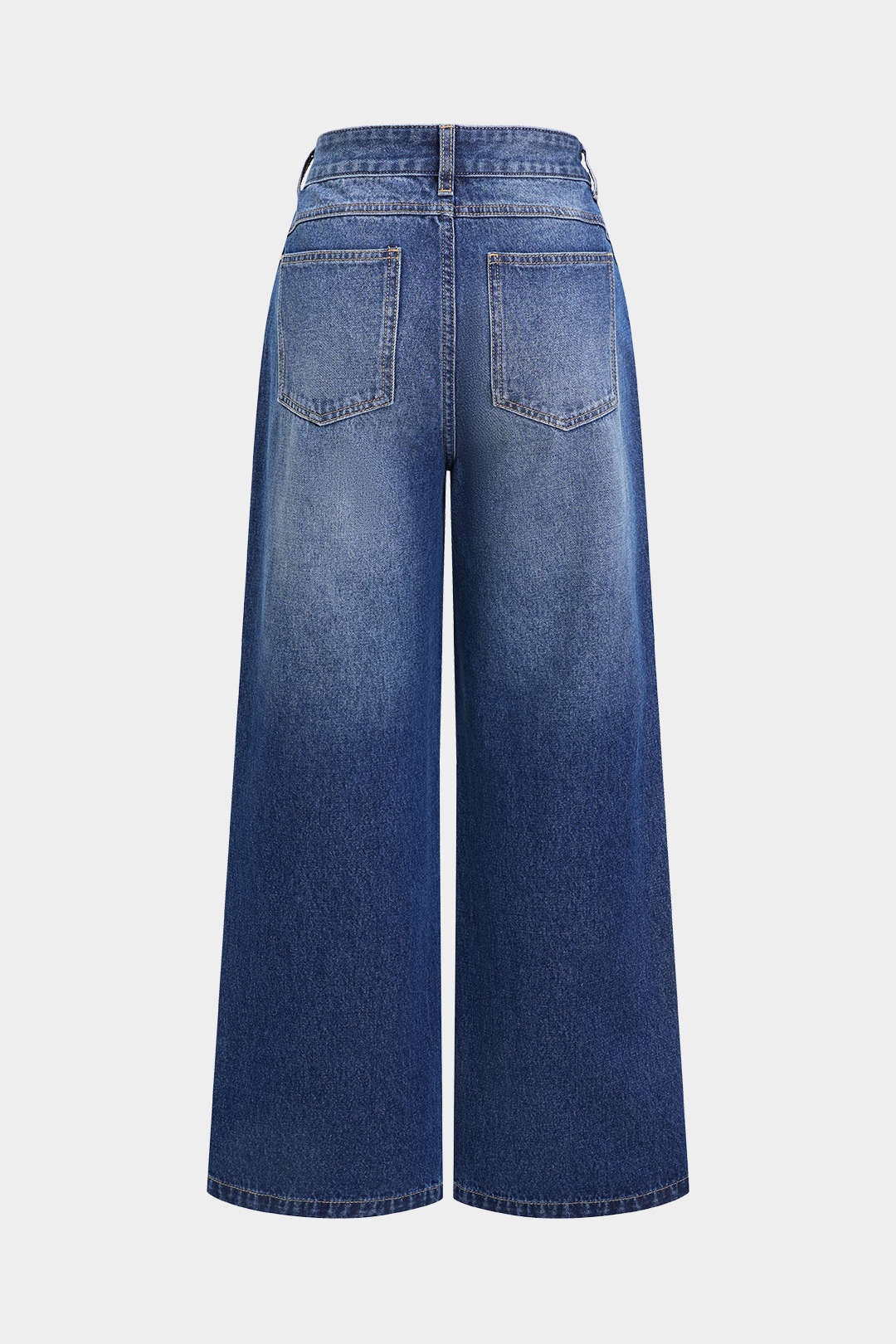 Yıpranmış Geniş Paçalı Kot Pantolon