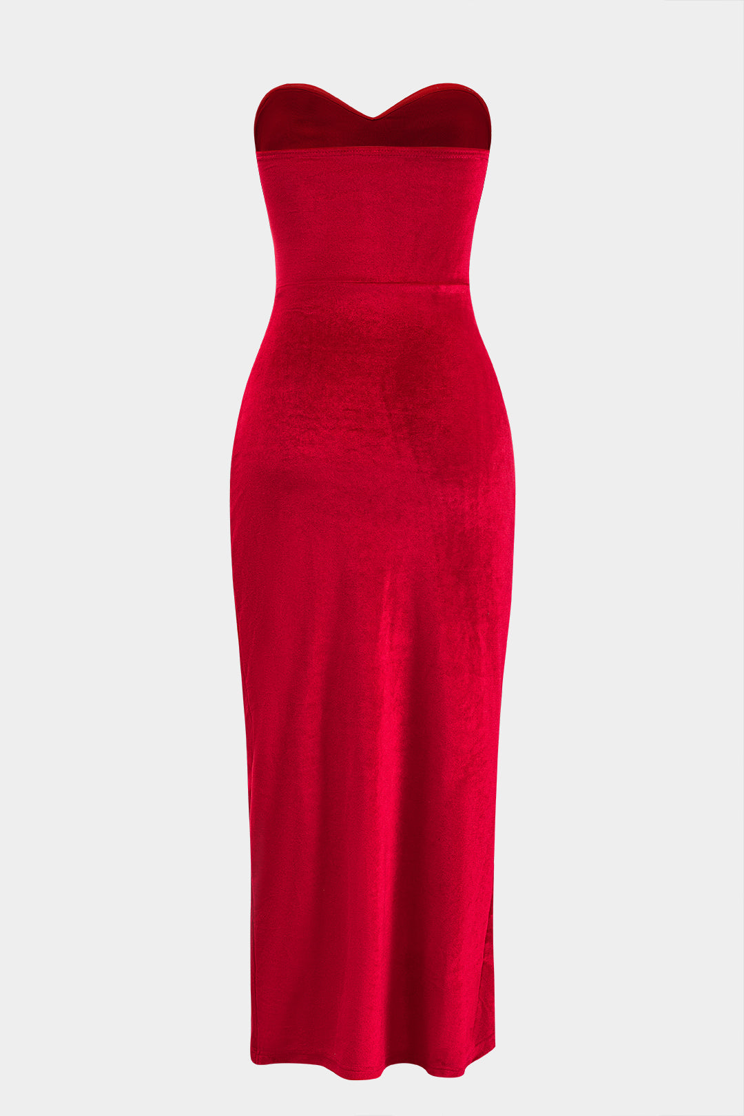 Velvet Twist Knot Strapless Slit Maxi Elbise