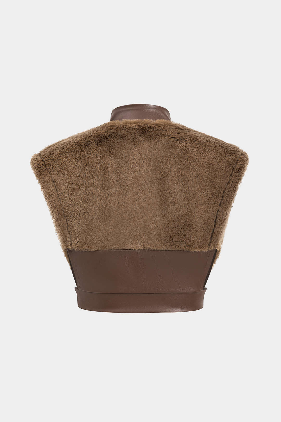 Fusion Fur &amp; Leather Detailed Crop &amp; Mini Skirt Set
