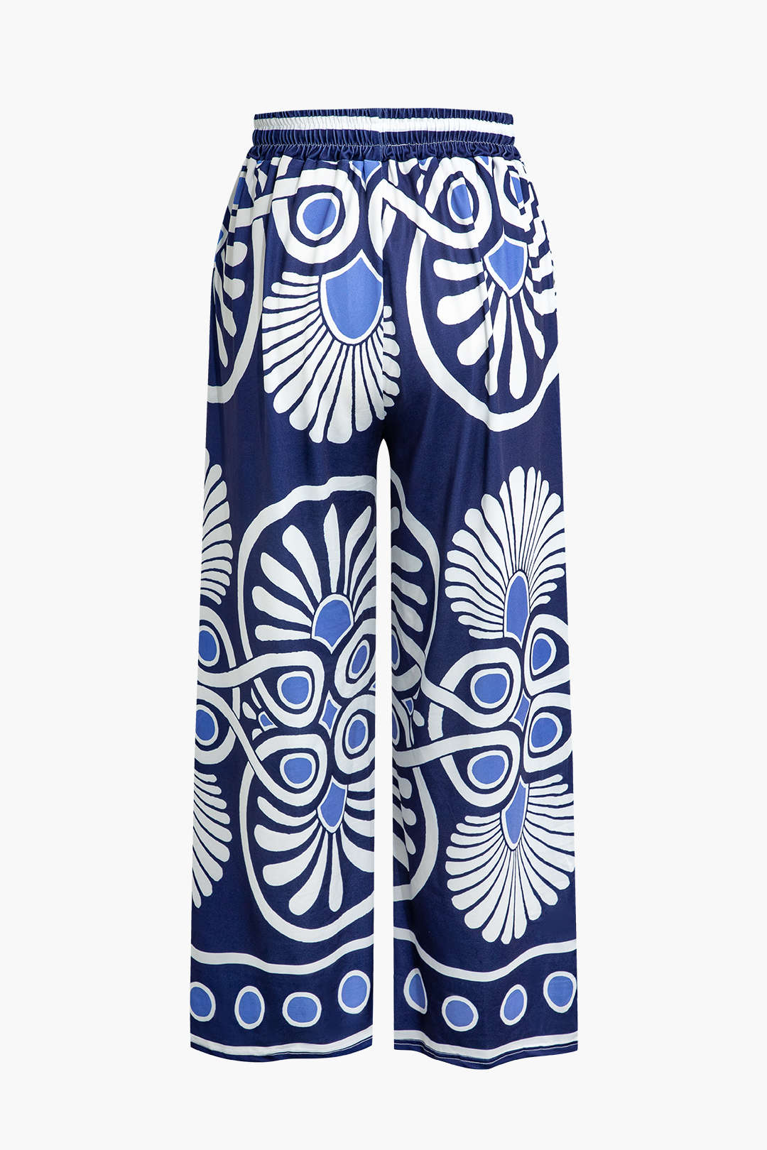 Abstract Print Wide Leg Pantolon