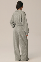 Suki Polka Dot Half-Zip Sweatshirt & Wide-Leg Pants Set