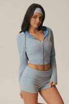 Riviera Striped Hooded Jacket & Shorts Set
