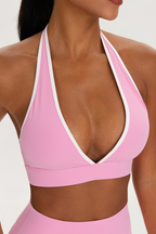 Women's Color-Matched Halter Bra And Yoga Shorts Sets