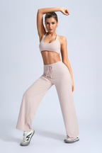 Women's Sport Sets:U-neck Cross Back Bra And Wide Leg Pants