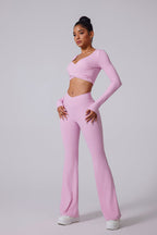 Women'S Brushed Tight Yoga Suit Set With Long Sleeves + Long Pants