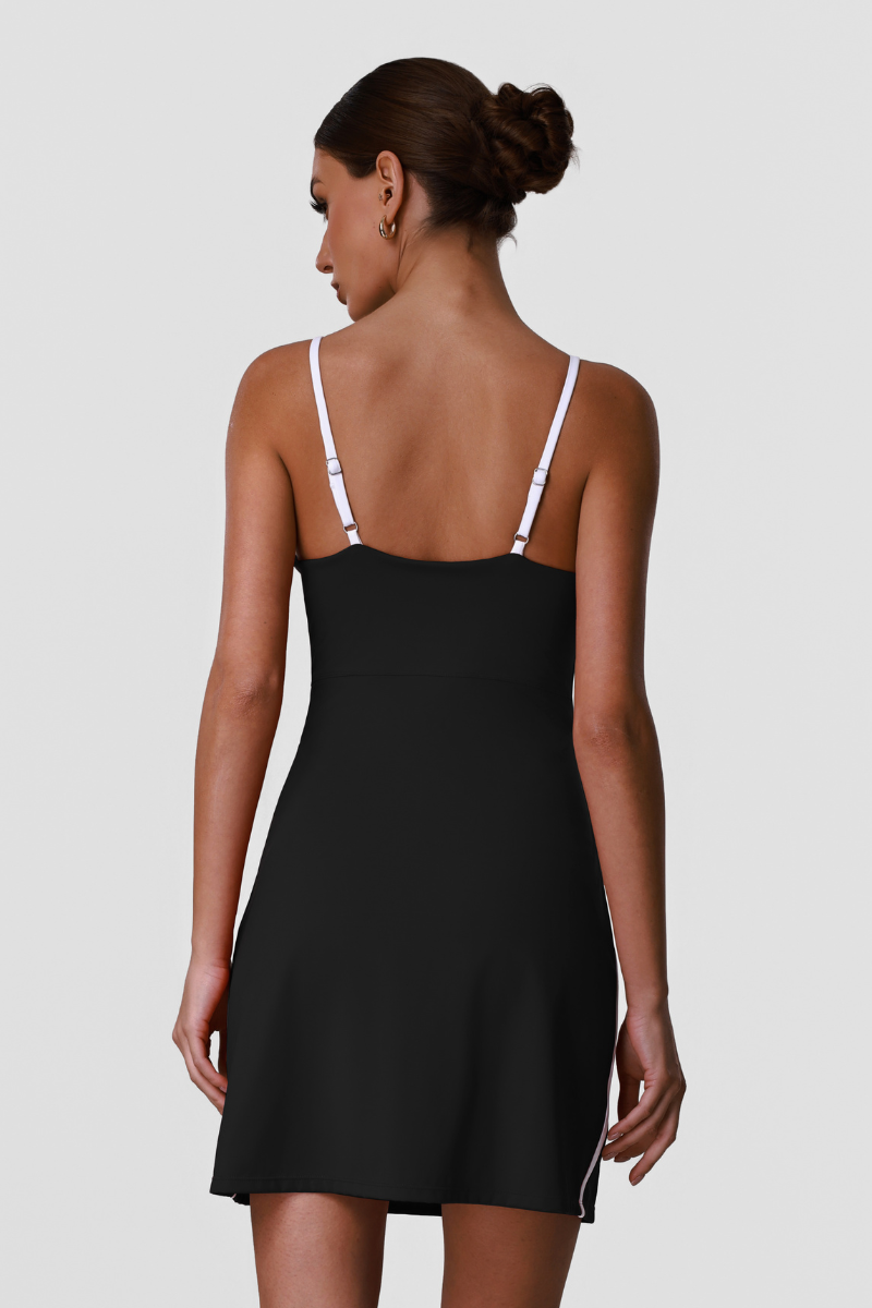 Women's Colorblock Slim Strappy Anti-Exposure Dress