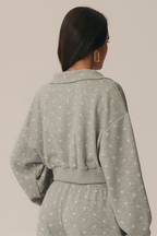 Suki Polka Dot Half-Zip Cropped Sweatshirt