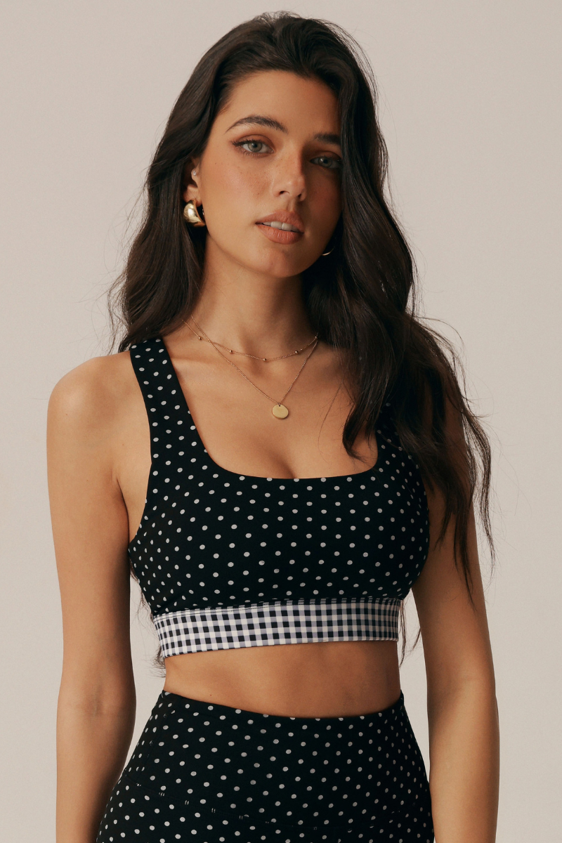 Lottie Polka Dot Square-Neck Sports Bra