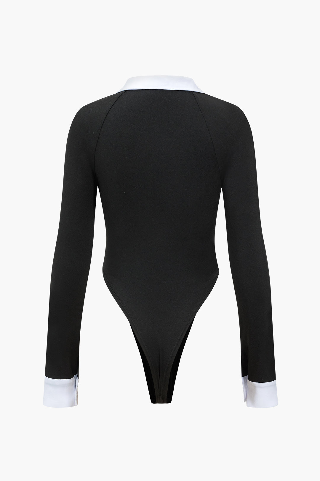 Contrast V-neck Long Sleeve Bodysuit 