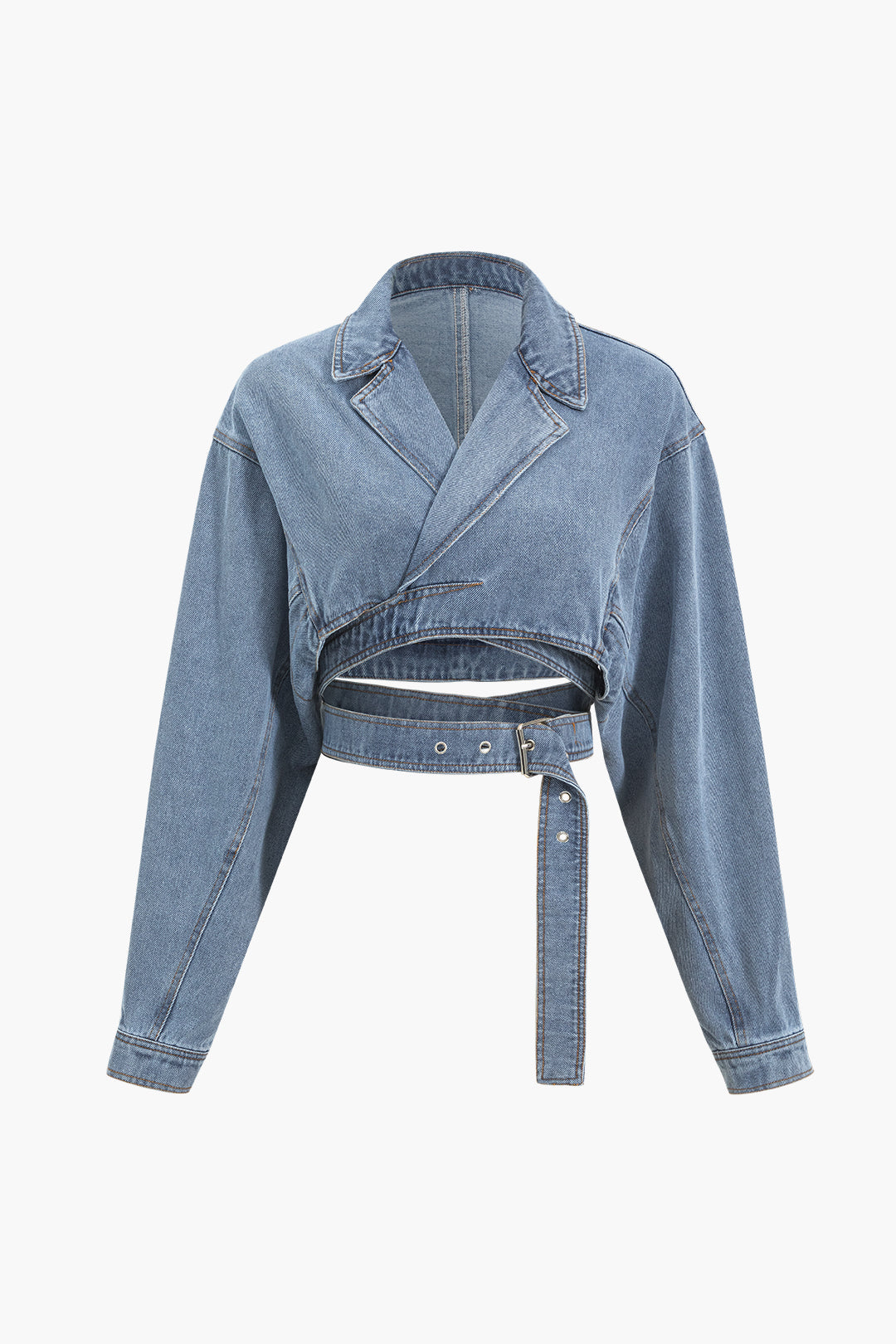 Denim Crossed Belt Ceket