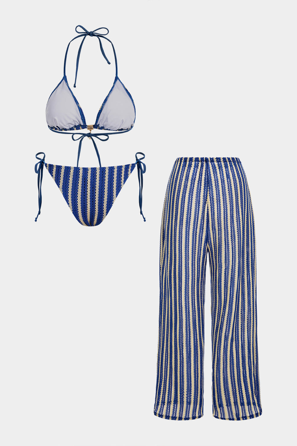 Rosvell Riviera Stripe Bikini & Trousers Set