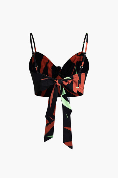 Tropical Bloom Lace-Up Bustier &amp; Palazzo Pants Set