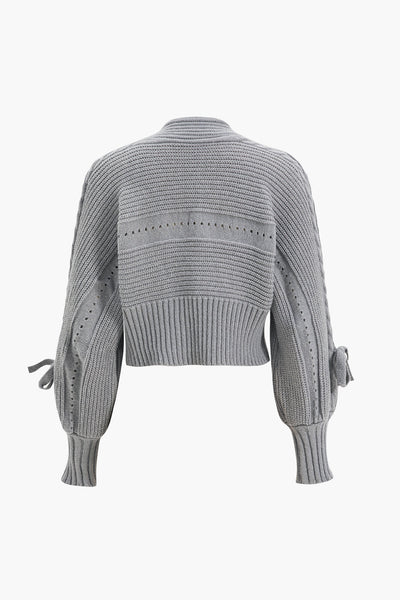 Buttoned Ribbed Knit Cropped Hırka