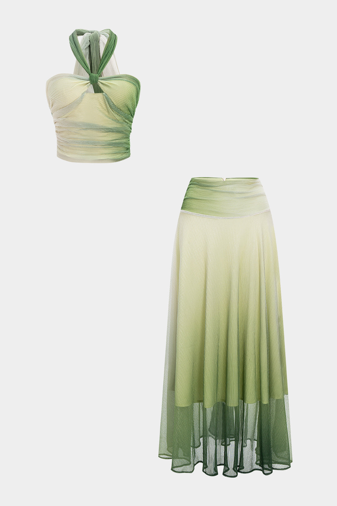 Emerald Mist Tulle Bustier &amp; Maxi Skirt Set