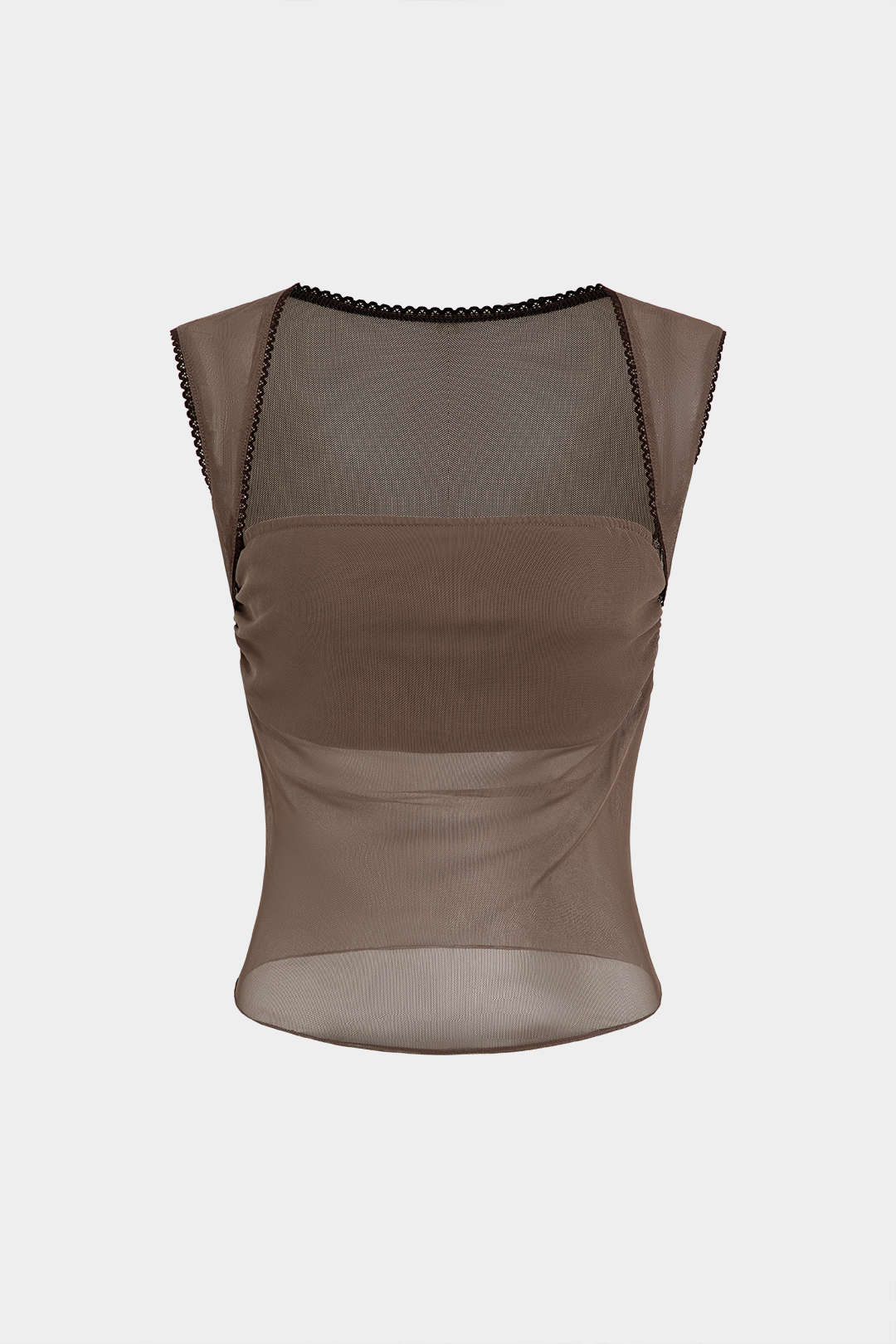 Mesh Ruched Sheer Tank Crop