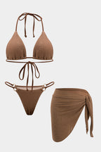 Textured Brown Bikini & Sarong