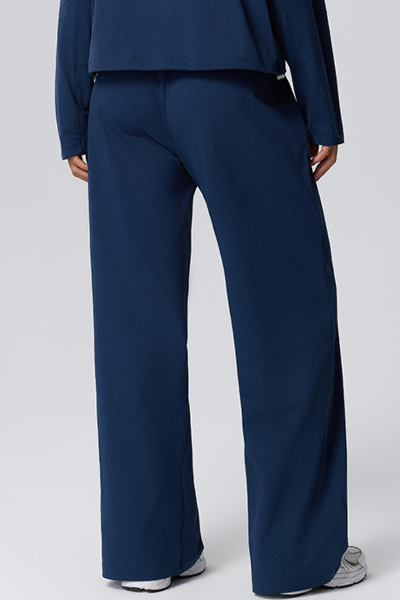 Lena Waffle Drawstring Straight Leg Pants