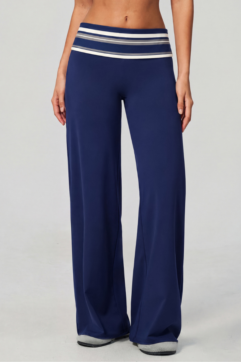 Petra Colour-Block Fold-Over Wide Leg Pants
