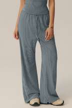 Pantaloni svasati Amalfi a righe con coulisse