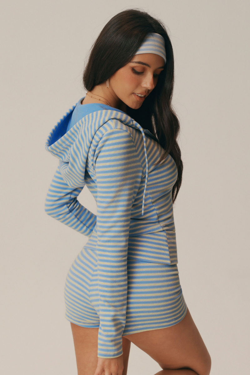 Riviera Striped Hooded Jacket & Shorts Set