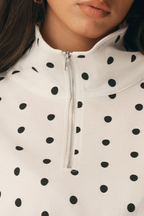 Suki Polka Dot Half-Zip Sweatshirt & Wide-Leg Pants Set