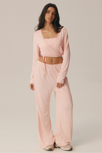 Completo 3 pezzi Giselle: reggiseno, top incrociato e pantaloni ampi