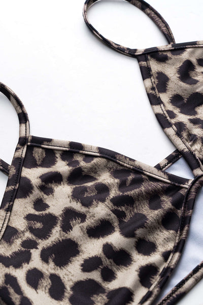 Leopard Print Mesh Slip Cami Top 