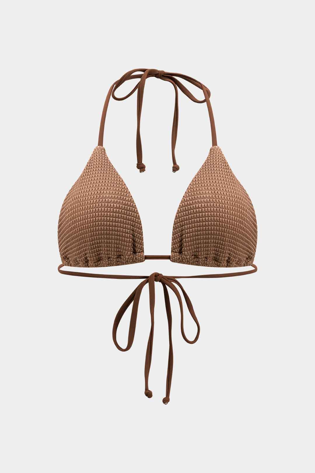 Textured Brown Bikini & Sarong