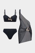 Noir Siren 3-Piece Bikini & Pareo Set