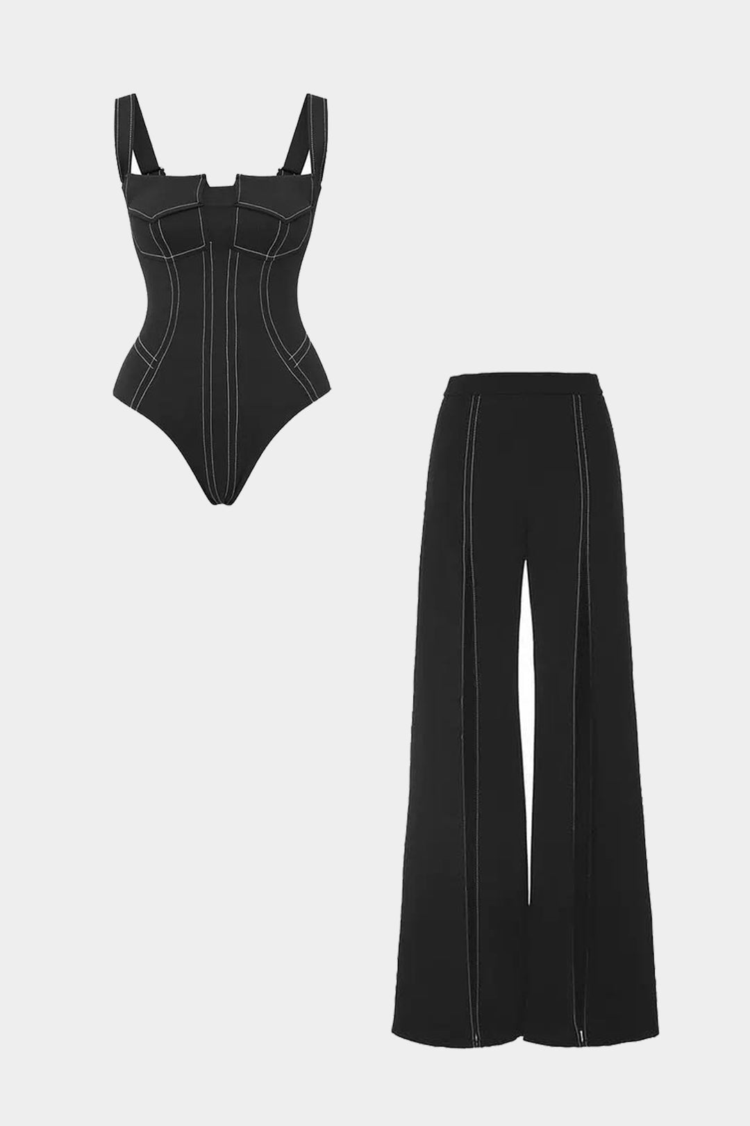 Contour Corset Bodysuit &amp; Palazzo Trouser Set